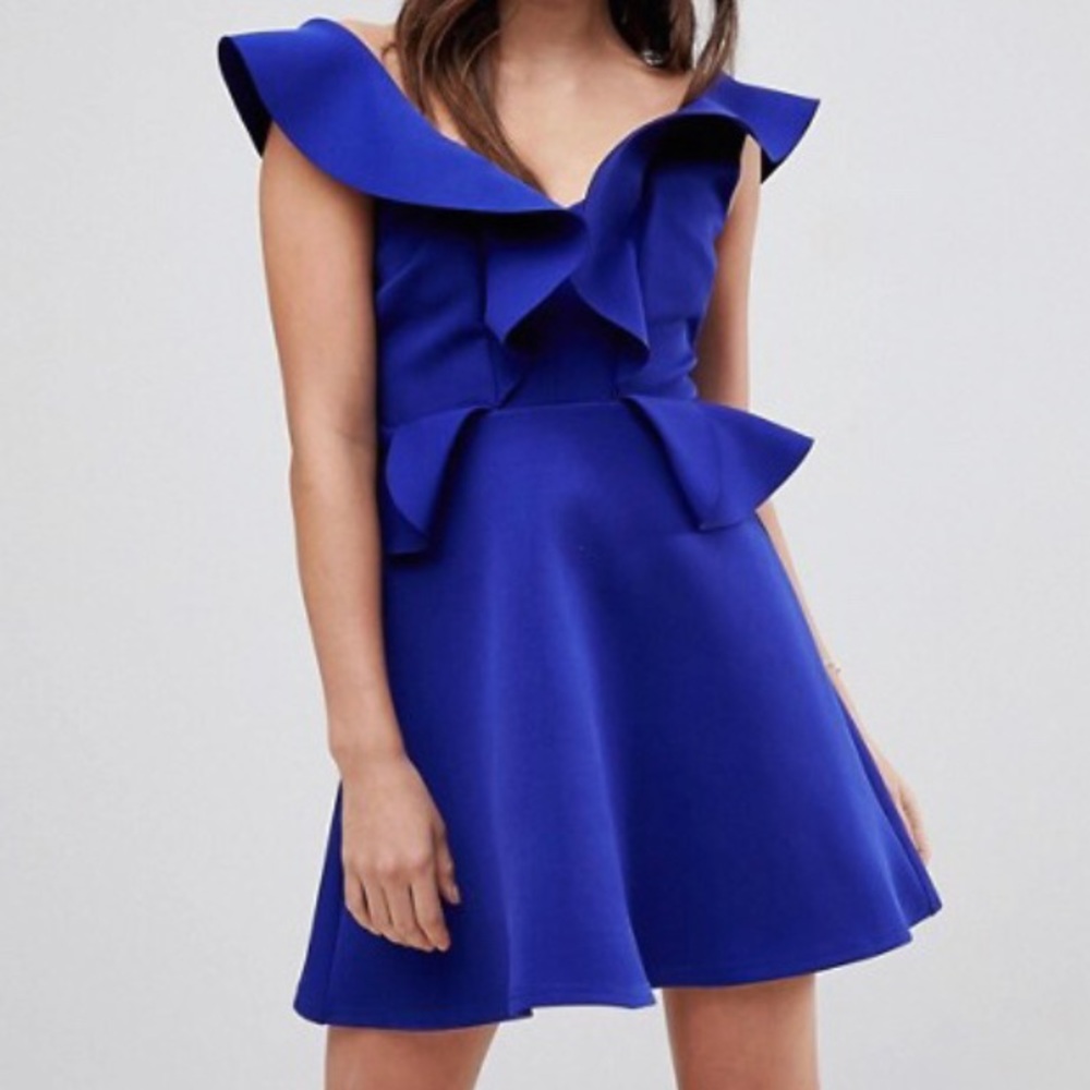 Blue A Line Mini Dress